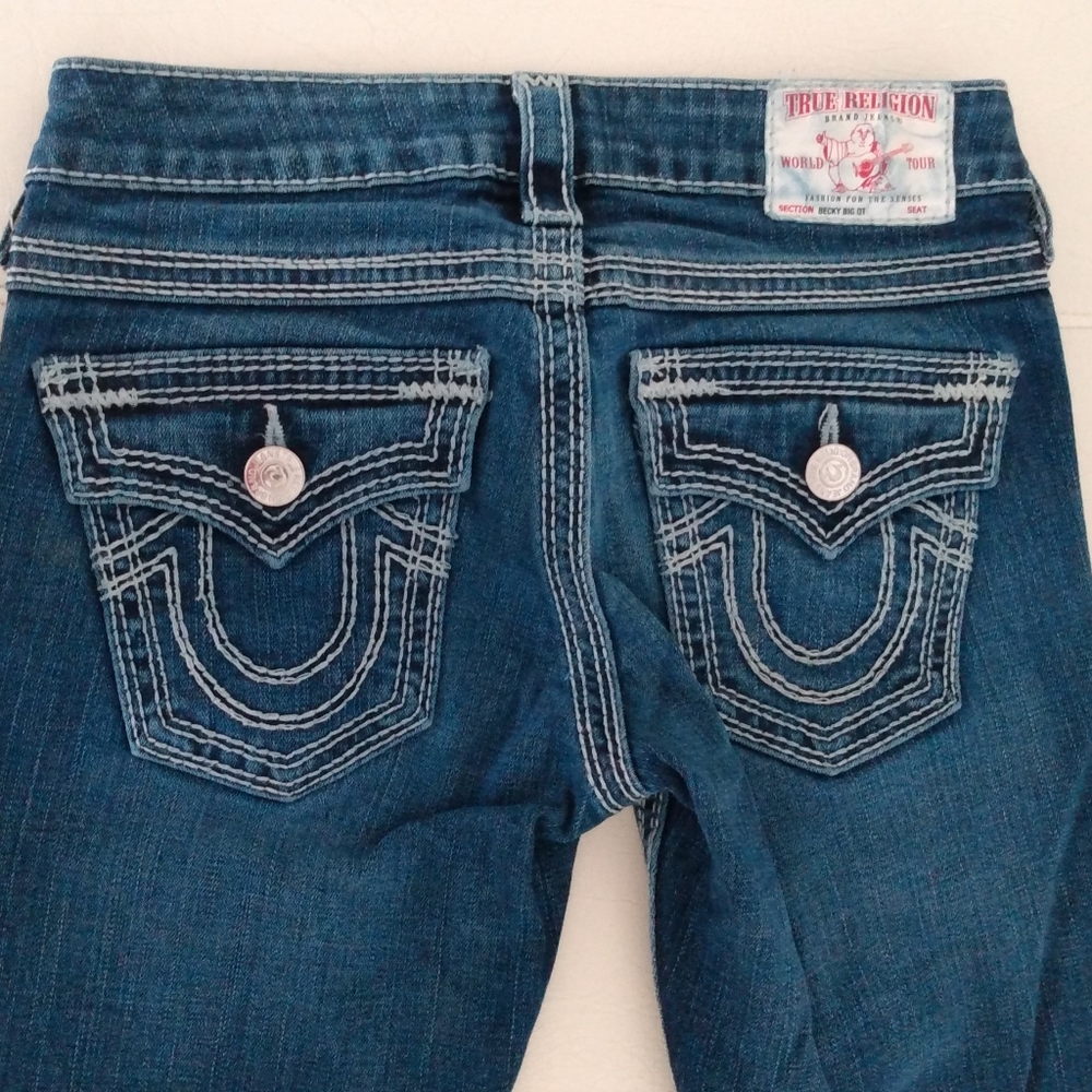 🇱🇷 Authentic TRUE RELIGION Becky Big QT 25 Dark to Medium Blue Boot Low rise